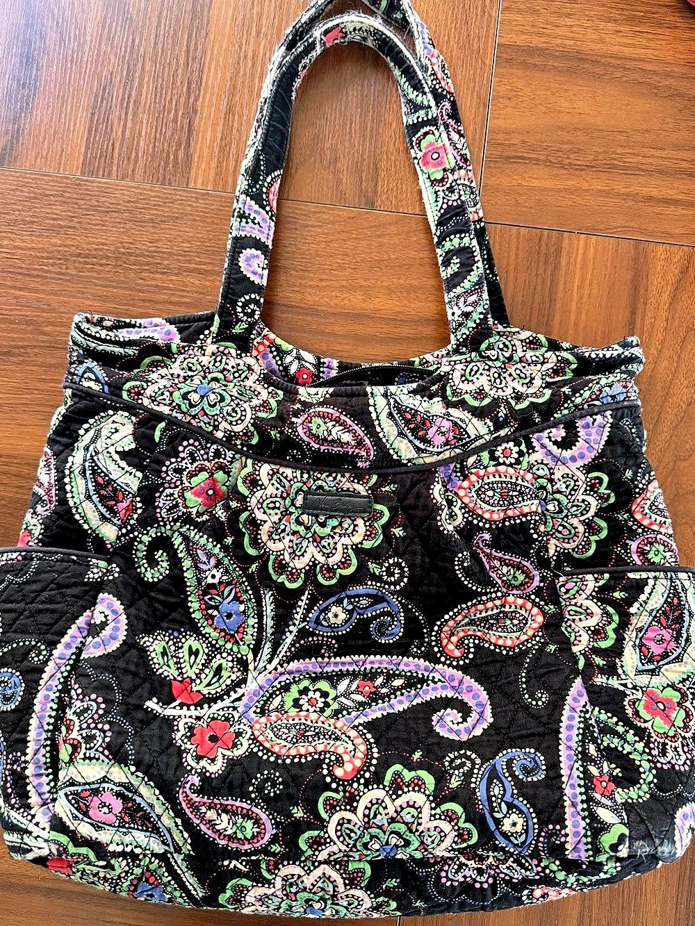 Vera Bradley Tote Black Paisley Shoulder Bag